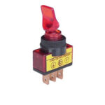 SWITCH PALANCA 12VDC 20A (SPST) 3PTS CON LUZ ROJO "SW-2514RD"