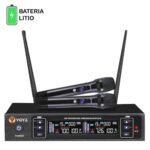MICROFONO INALAM. DOBLE UHF 510-560MHz AUTO SCAN PROFESIONAL BAT18650 RECARGABLE USB (VZ-700) "VZ-900"