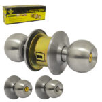 CERRADURA CILINDRICA ECONOMICA POMO REDONDO SILVER CON LLAVES "CE-1161"