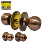 CERRADURA CILINDRICA  REDONDO BRONCE ROJIZO CON SEGURO, SIN LLAVE "CE-1082"