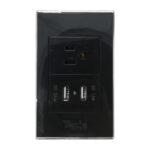 TOMA POLARIZADO + TOMA DOBLE USB EMPOTRAR CERT. NEGRO PLATA "KOB-R7230BS"