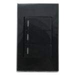 INTERRUPTOR TRIPLE EMPOTRAR 10AMP - 125V  NEGRO PLATA "KOB-R7313BS"