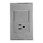 INTERRUPTOR +TOMA POLARIZADO EMPOTRAR 15A-125V GRIS PLATA "KOB-R7222SC"