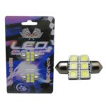 BOMBILLO AUTO 12V PARA CABINA 10X31MM 6 LED HI POWER WH "31MM 6SMD 5050 WHITE /977"