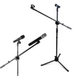 PEDESTAL P/MICROFONO C/BOOM P/2 MICROFONOS NEGRO "M-25"