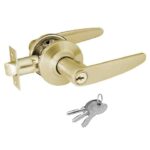 CERRADURA DE MANIJA LATON PULIDO CON SEGURO, C/LLAVE "RB-3501PB-BL"