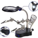 TERCERA MANO C/LUPA LUZ LED Y BASE P/CAUTIN "HH-6"