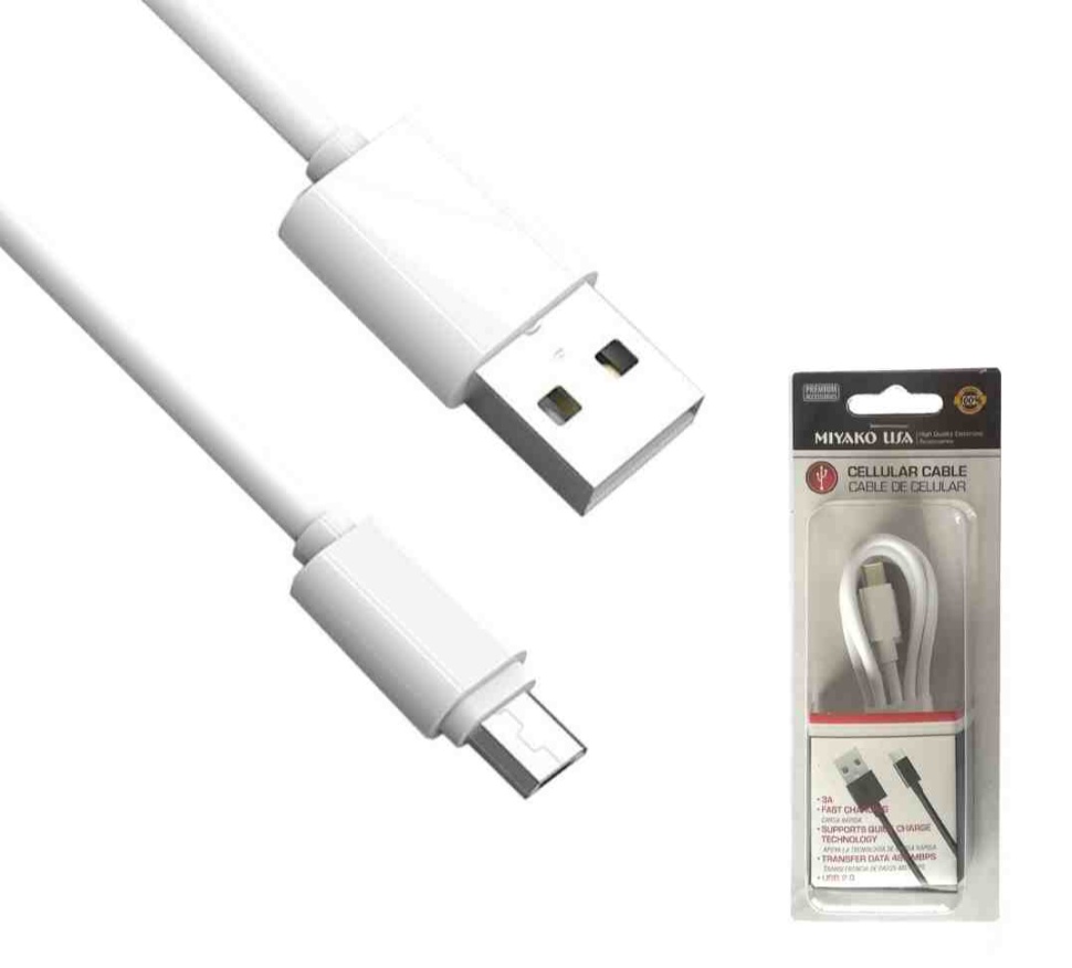 42060017 CABLE USB A MICRO USB 5 PINES ANDROID HUAWEI,SAMSUNG, REDONDO BLANCO "M-288M-WH 3FT" - Imagen 1