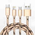 CABLE USB MACHO 3 EN 1 MICRO/TIPO C/IPHONE 3.1AMP 1M CARGA RAPIDA "EL-5013"