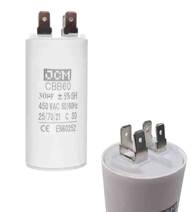 46080033 CAPACITOR ARRANQUE 30UF 450VAC 50/60HZ CBB60 PLASTICO C/TERMINALES "25-ACB30UF450V" - Imagen 1