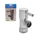 LLAVE DE PASO ANGULAR ROSCA 1/2" X 1/2" ACABADO CROMADO DE VUELTA 1/4" "A-V302A"