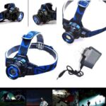 LINTERNA P/ CABEZA LED T6 500LM CARCASA ALUMINIO NEGRO LUZ ALTA/MEDIA/STROBER RECARGABLE 100M "TL-7055"