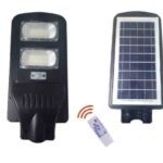 LAMPARA LED SOLAR C/SENSOR DE INTENSIDAD P/EXTERIOR 80W 6500 LM 6500K 12H DE LUZ C/CONTROL "PLR-155-80W"
