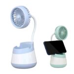 ABANICO 3" DE MESA MINI C/PORTA LAPICEROS Y PORTA TELEFONO RECARGABLE USB "HG-4406"