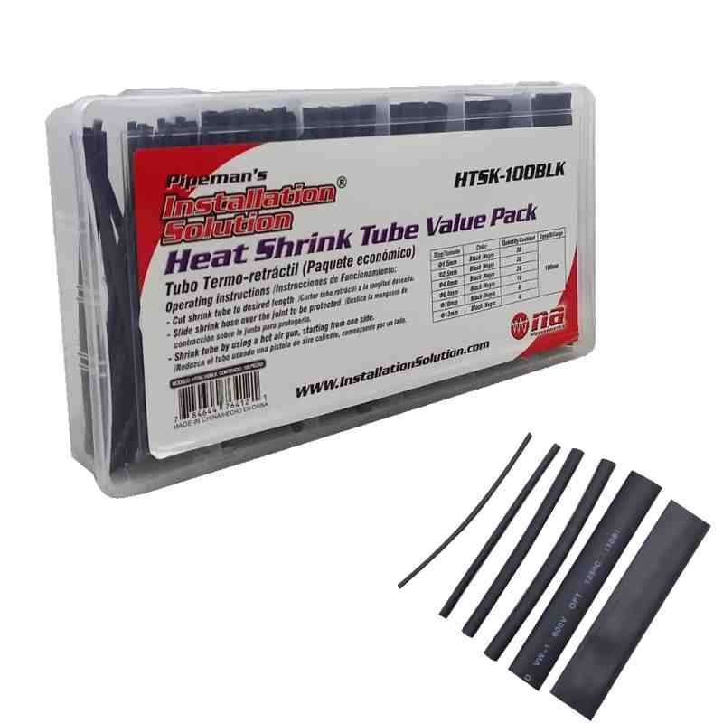 30040005 TAPE TERMO-ENCOGIBLE P/CABLE SURTIDO 1.5MM,2.5MM,4.0MM,6.0MM,10MM,13MM KIT "HTSK-100BLK" - Imagen 1