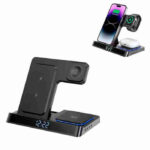 CARGADOR P/CELULAR INALAMBRICO 5 EN 1 C/RELOJ 15W "WI-W006"