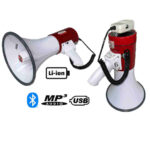 MEGAFONO 50W C/SIRENA/MICROF/USB/MP3/BT/GRABACION/BAT RECARGABLE 8"X13 "SK-56USM-RB"