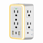 PROTECTOR DE PICOS PLANO 6 TOMAS + 3USB 5V 3AMP 100-125V 15A 1875W UL C/LUZ "DP-900EXT"