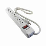 PROTECTOR DE PICOS PLANO 6 TOMAS C/BREAKER 20AMP 3FT "14-616BP"